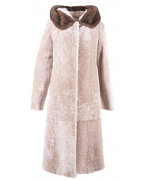 Пальто из мутона, цвет: Енот астраган, отделка Норка - купить за 49500 в магазине - Гипермаркет меха