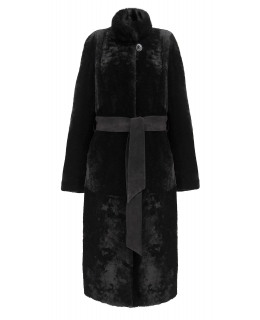 Пальто из мутона, цвет: Чёрный, отделка Норка - купить за 50600 в магазине - Гипермаркет меха