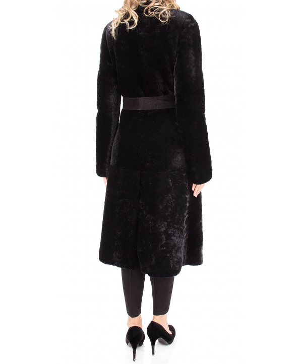 Пальто из мутона, цвет: Чёрный, отделка Норка - купить за 50600 в магазине - Гипермаркет меха