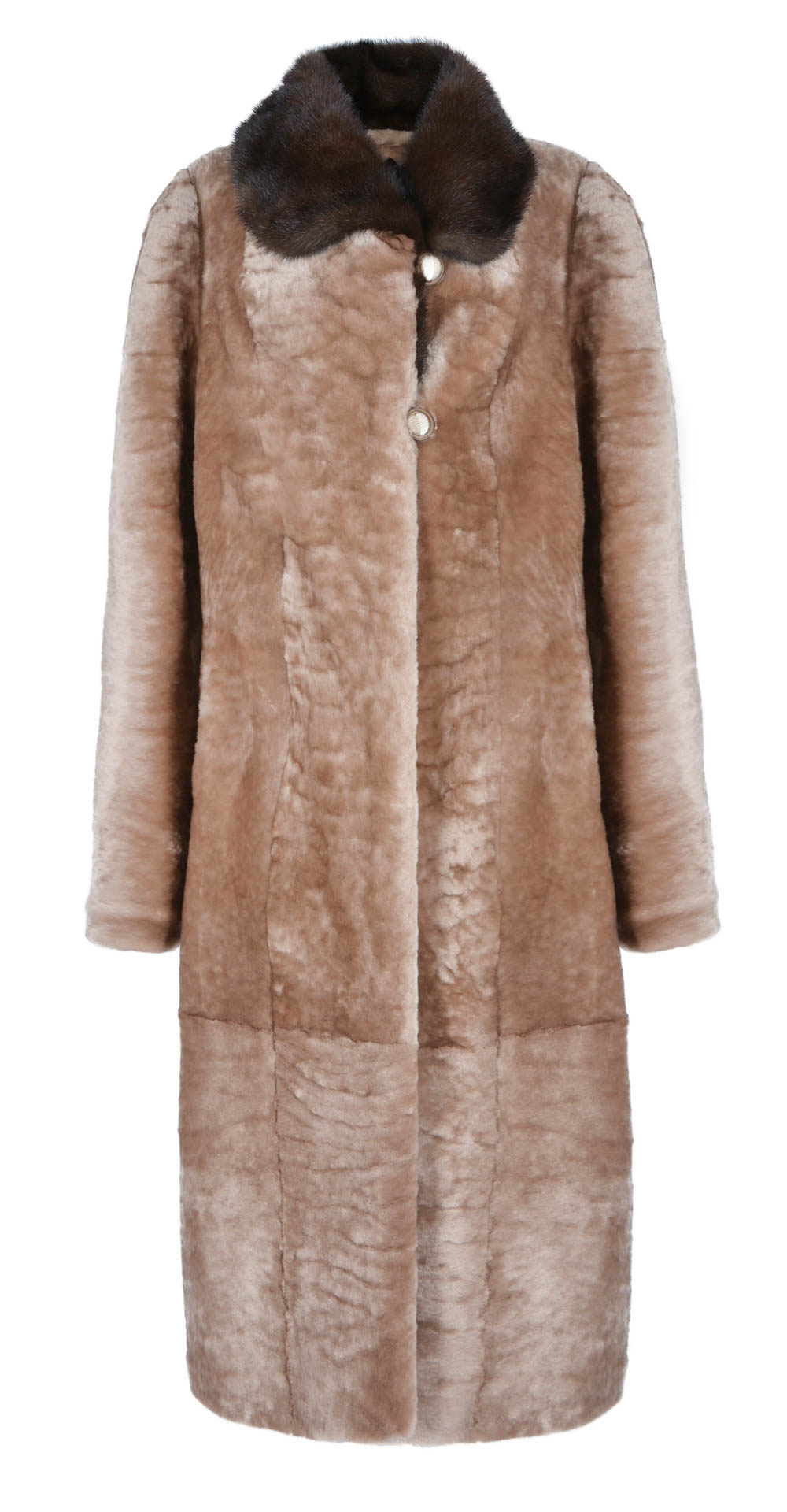 Пальто из мутона, цвет: Песок астраган, отделка Норка - купить за 41800 в магазине - Гипермаркет меха