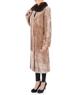 Пальто из мутона, цвет: Песок астраган, отделка Норка - купить за 41800 в магазине - Гипермаркет меха