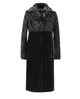 Пальто из мутона, цвет: Чёрный астраган, отделка Норка, каракуль - купить за 55000 в магазине - Гипермаркет меха