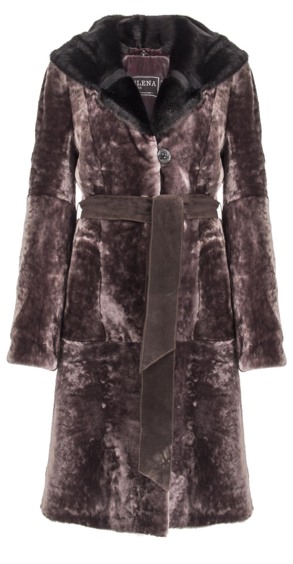Пальто из мутона, цвет: Сталь астраган, отделка Норка - купить за 72600 в магазине - Гипермаркет меха