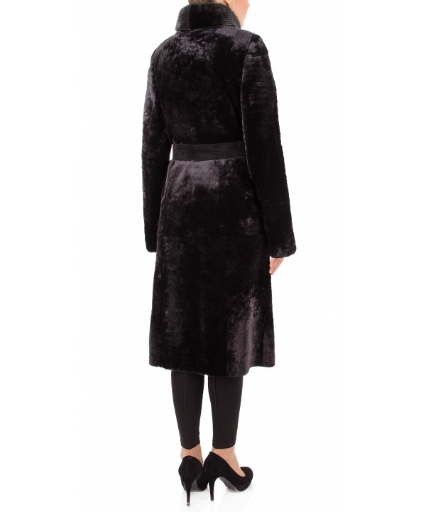 Пальто из мутона, цвет: Графит астраган, отделка Норка - купить за 47500 в магазине - Гипермаркет меха