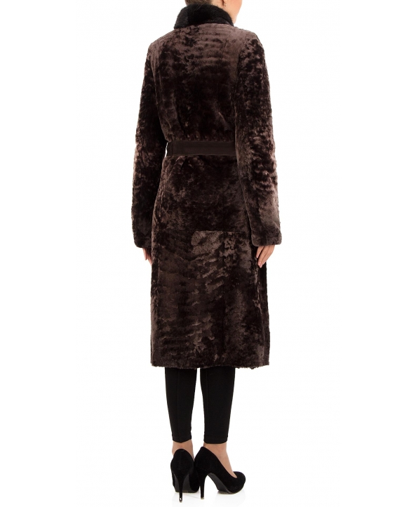 Пальто из мутона, цвет: Сталь астраган, отделка Норка - купить за 47500 в магазине - Гипермаркет меха