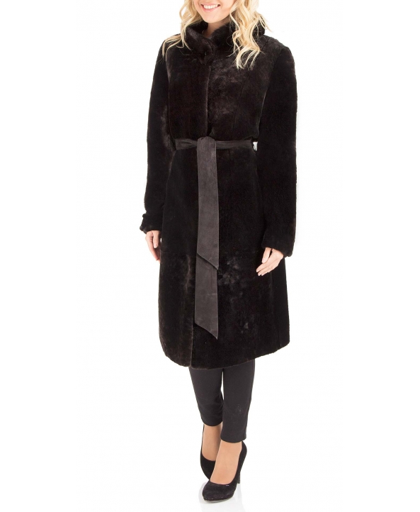 Пальто из мутона, цвет: Чёрный астраган, отделка Норка - купить за 50600 в магазине - Гипермаркет меха