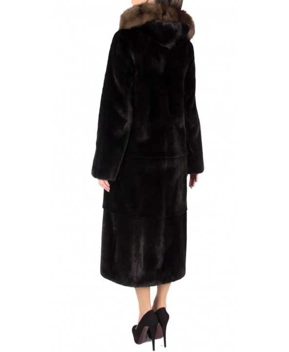 Пальто из меха норки, цвет: Чёрный, отделка Соболь - купить за 451100 в магазине - Гипермаркет меха