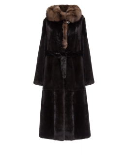 Пальто из меха норки, цвет: Чёрный, отделка Соболь - купить за 520700 в магазине - Гипермаркет меха