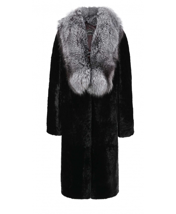 Пальто из мутона, цвет: Чёрный астраган, отделка Блюфрост - купить за 56100 в магазине - Гипермаркет меха