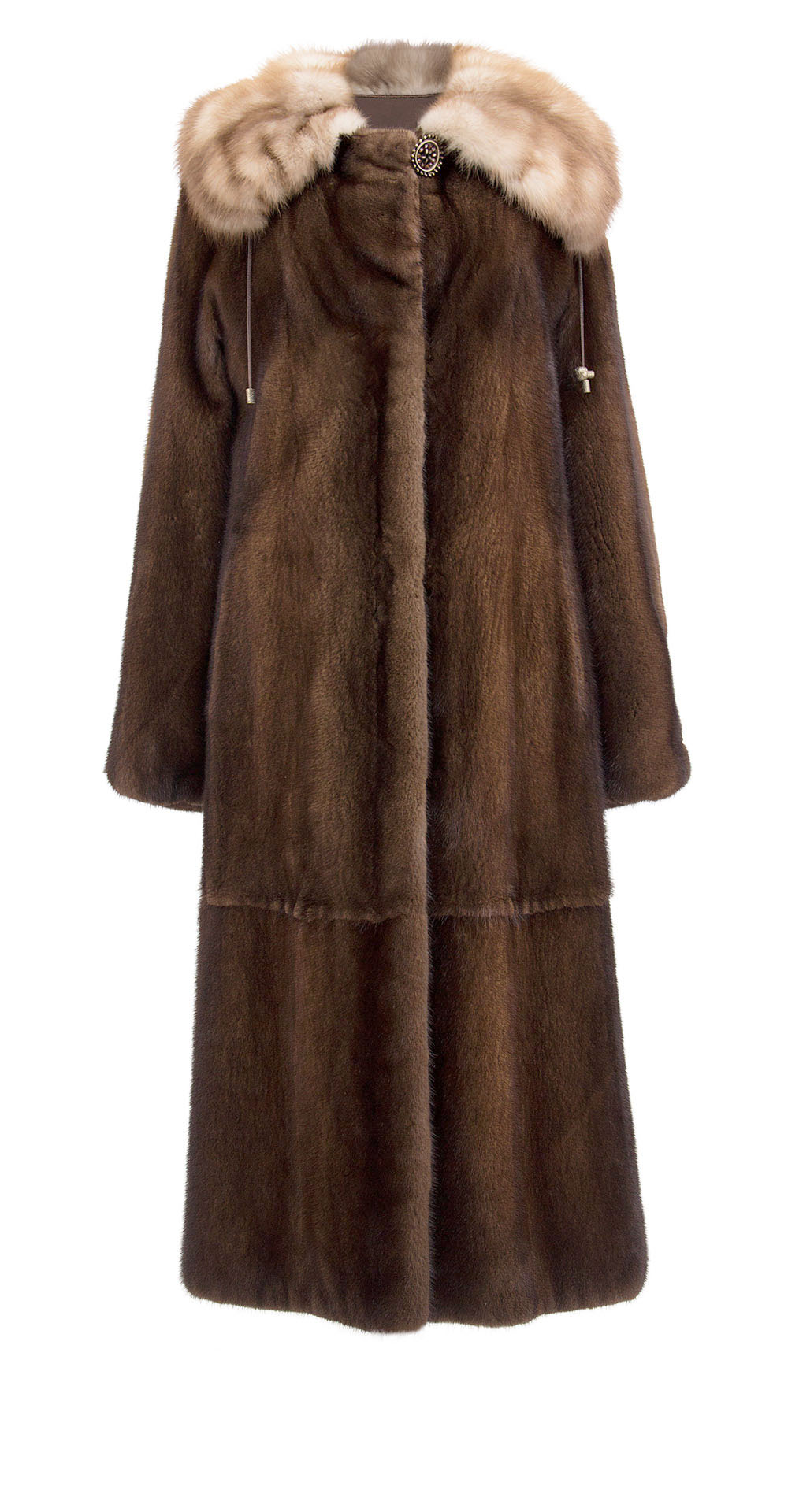 Пальто из меха норки, цвет: Деми бафф, отделка Куница - купить за 189000 в магазине - Гипермаркет меха
