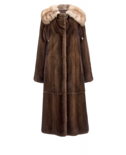Пальто из меха норки, цвет: Деми бафф, отделка Куница - купить за 189000 в магазине - Гипермаркет меха