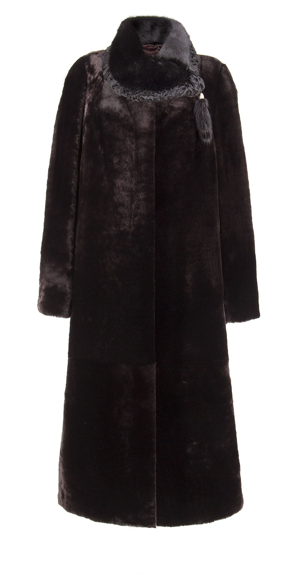 Пальто из мутона, цвет: Шоколад, отделка Норка, каракуль - купить за 43700 в магазине - Гипермаркет меха