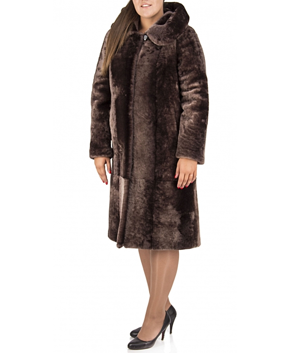 Пальто из мутона, цвет: Капучино полоса - купить за 40000 в магазине - Гипермаркет меха