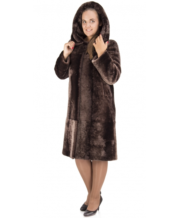 Пальто из мутона, цвет: Капучино полоса - купить за 40000 в магазине - Гипермаркет меха