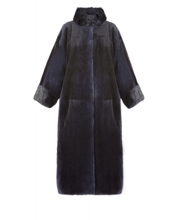 Пальто из меха бобра, цвет: Фиолетовый / Синий, отделка Ондатра - купить за 133800 в магазине - Гипермаркет меха
