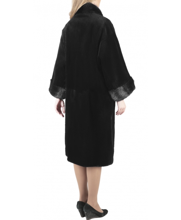 Пальто из меха бобра, цвет: Чёрный, отделка Ондатра - купить за 133800 в магазине - Гипермаркет меха