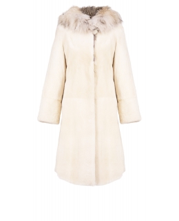 Пальто из меха бобра, цвет: Перл, отделка Рысь - купить за 165000 в магазине - Гипермаркет меха