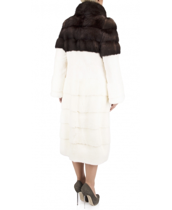 Пальто из меха норки, цвет: Белый, отделка Соболь - купить за 377700 в магазине - Гипермаркет меха
