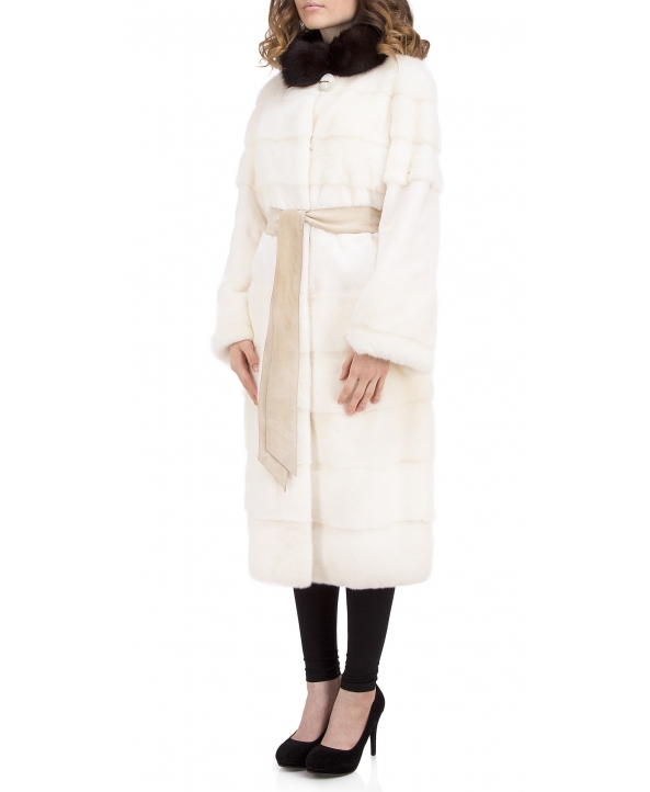 Пальто из меха норки, цвет: Белый, отделка Соболь - купить за 307800 в магазине - Гипермаркет меха