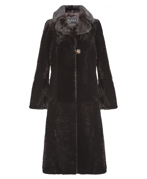 Пальто из мутона, цвет: Шоколад, отделка Норка - купить за 44700 в магазине - Гипермаркет меха