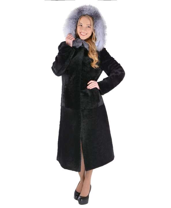 Пальто из мутона, цвет: Чёрный, отделка Блюфрост - купить за 39600 в магазине - Гипермаркет меха