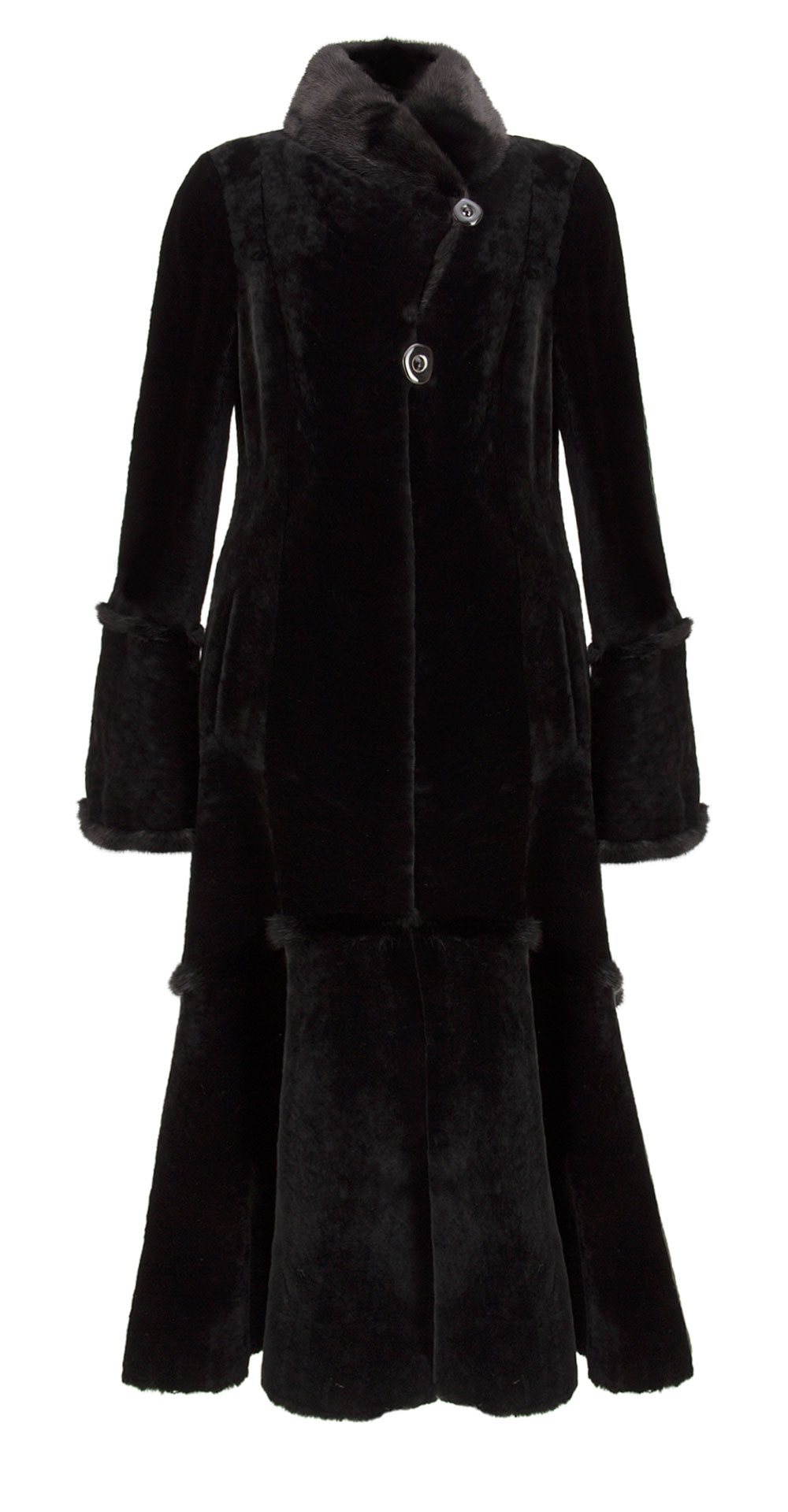 Пальто из мутона, цвет: Чёрный астраган, отделка Норка - купить за 55000 в магазине - Гипермаркет меха