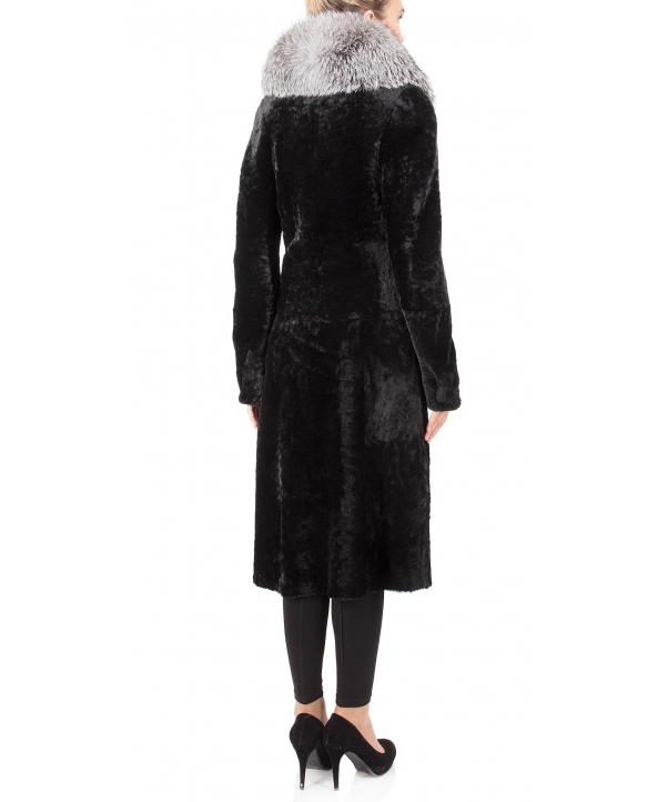 Пальто из мутона, цвет: Чёрный, отделка Блюфрост - купить за 47500 в магазине - Гипермаркет меха