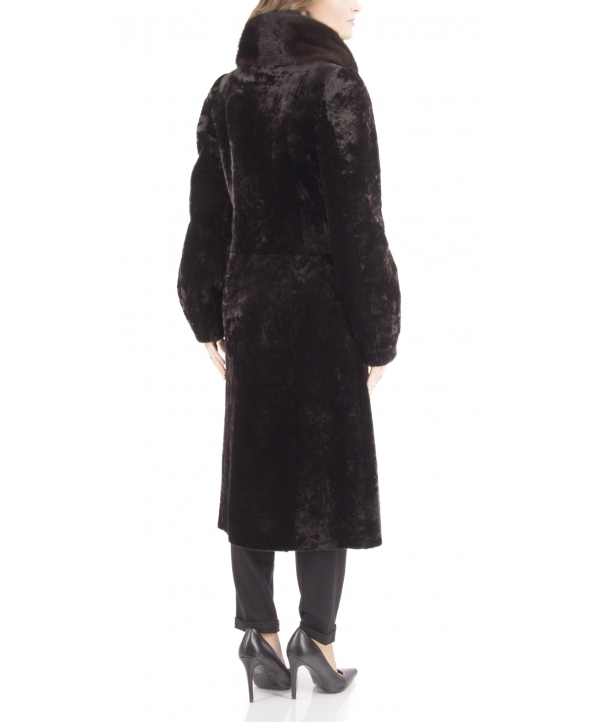 Пальто из мутона, цвет: Шоколад, отделка Норка - купить за 55000 в магазине - Гипермаркет меха