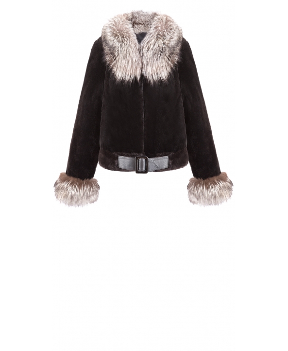 Жакет из меха бобра, цвет: Чёрный, отделка Лиса - купить за 114400 в магазине - Гипермаркет меха