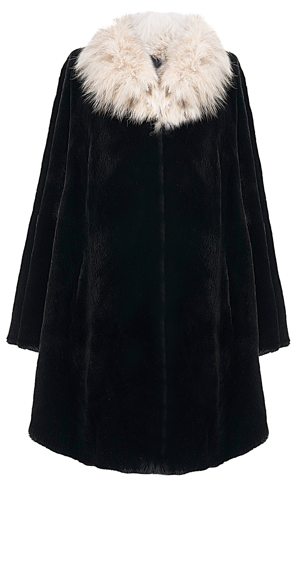 Полупальто из меха бобра, цвет: Чёрный, отделка Рысь - купить за 223100 в магазине - Гипермаркет меха