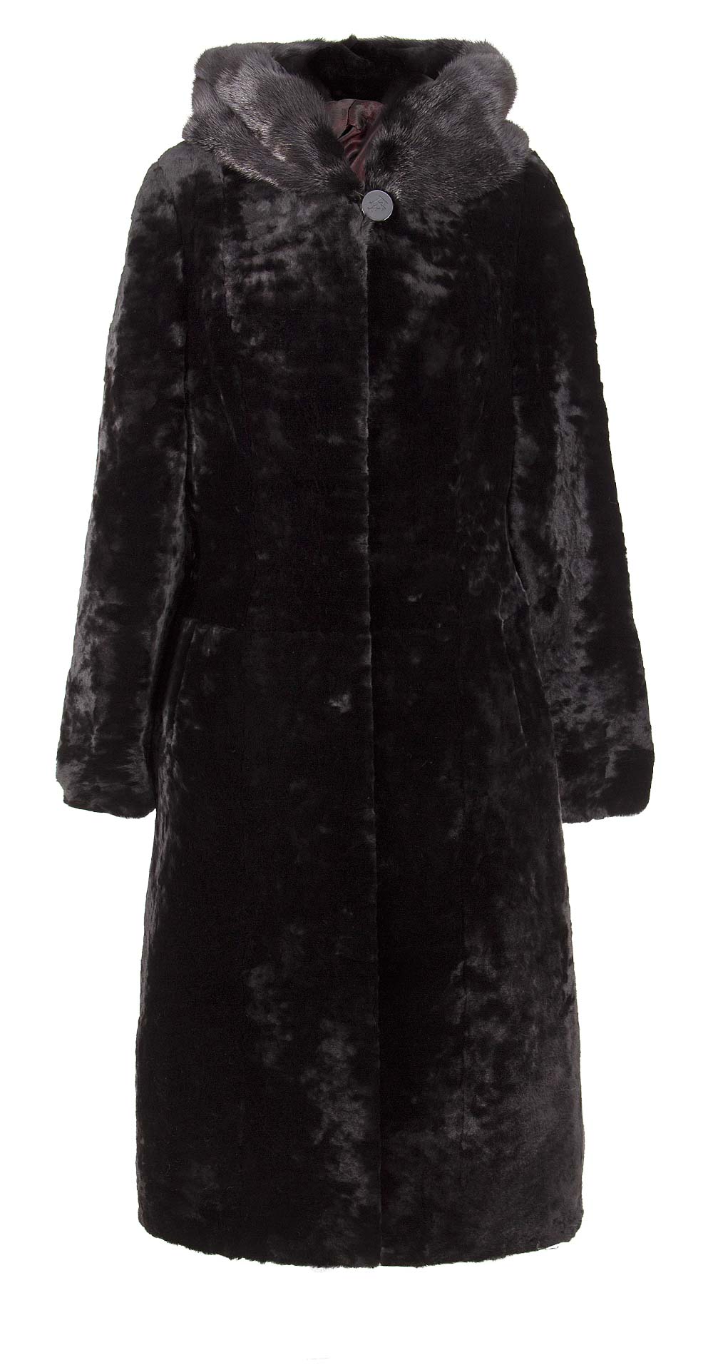 Пальто из мутона, цвет: Чёрный астраган, отделка Норка - купить за 51700 в магазине - Гипермаркет меха