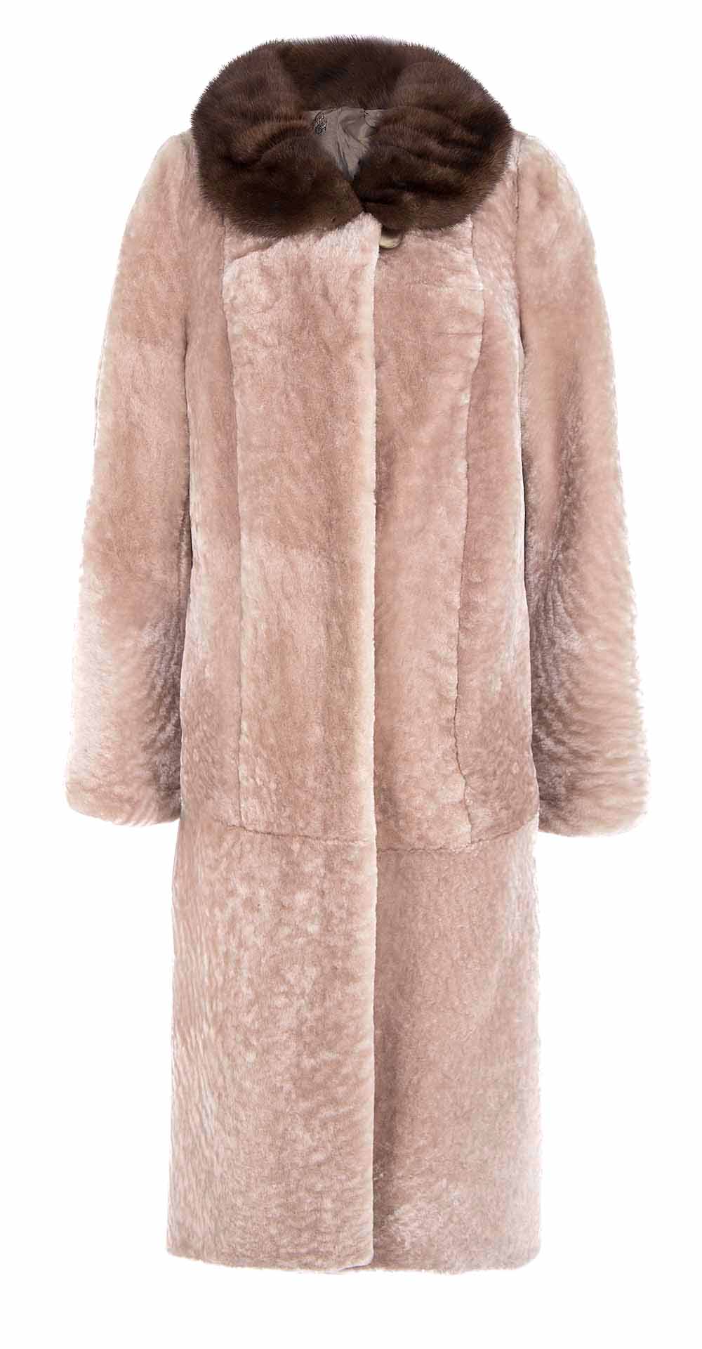 Пальто из мутона, цвет: Енот астраган, отделка Норка - купить за 53900 в магазине - Гипермаркет меха