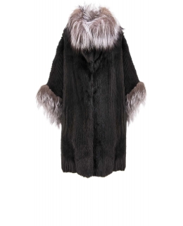 Пончо из меха норки, цвет: Чёрный, отделка Чернобурая лиса - купить за 141700 в магазине - Гипермаркет меха