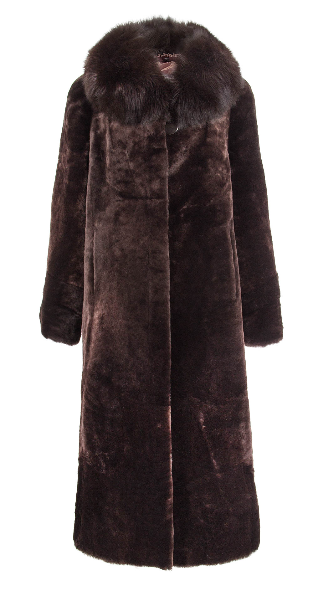 Пальто из мутона, цвет: Шоколад, отделка Песец - купить за 39600 в магазине - Гипермаркет меха