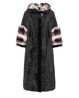 Пальто из каракуля, цвет: Чёрный, отделка Шиншилла, норка - купить за 299200 в магазине - Гипермаркет меха