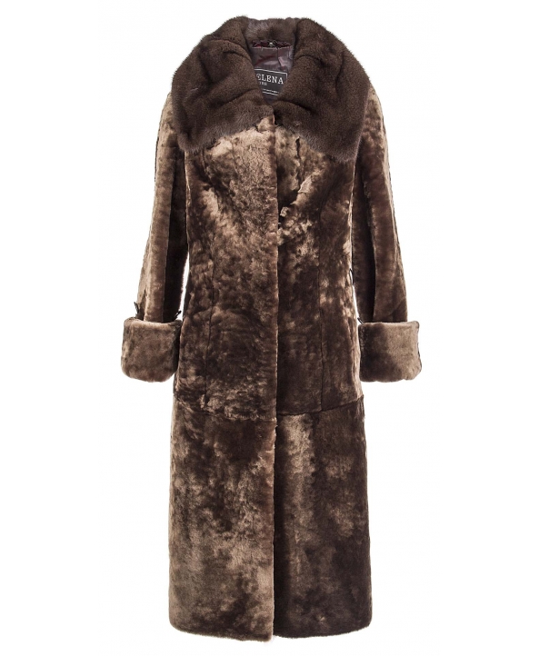 Пальто из мутона, цвет: Капучино однотонный, отделка Норка - купить за 44600 в магазине - Гипермаркет меха