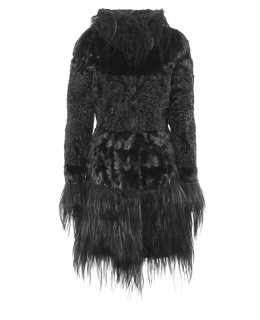 Пальто из каракуля, цвет: Чёрный, отделка Лама, норка - купить за 68000 в магазине - Гипермаркет меха