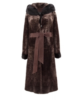 Пальто из мутона, цвет: Сталь астраган, отделка Норка - купить за 59400 в магазине - Гипермаркет меха