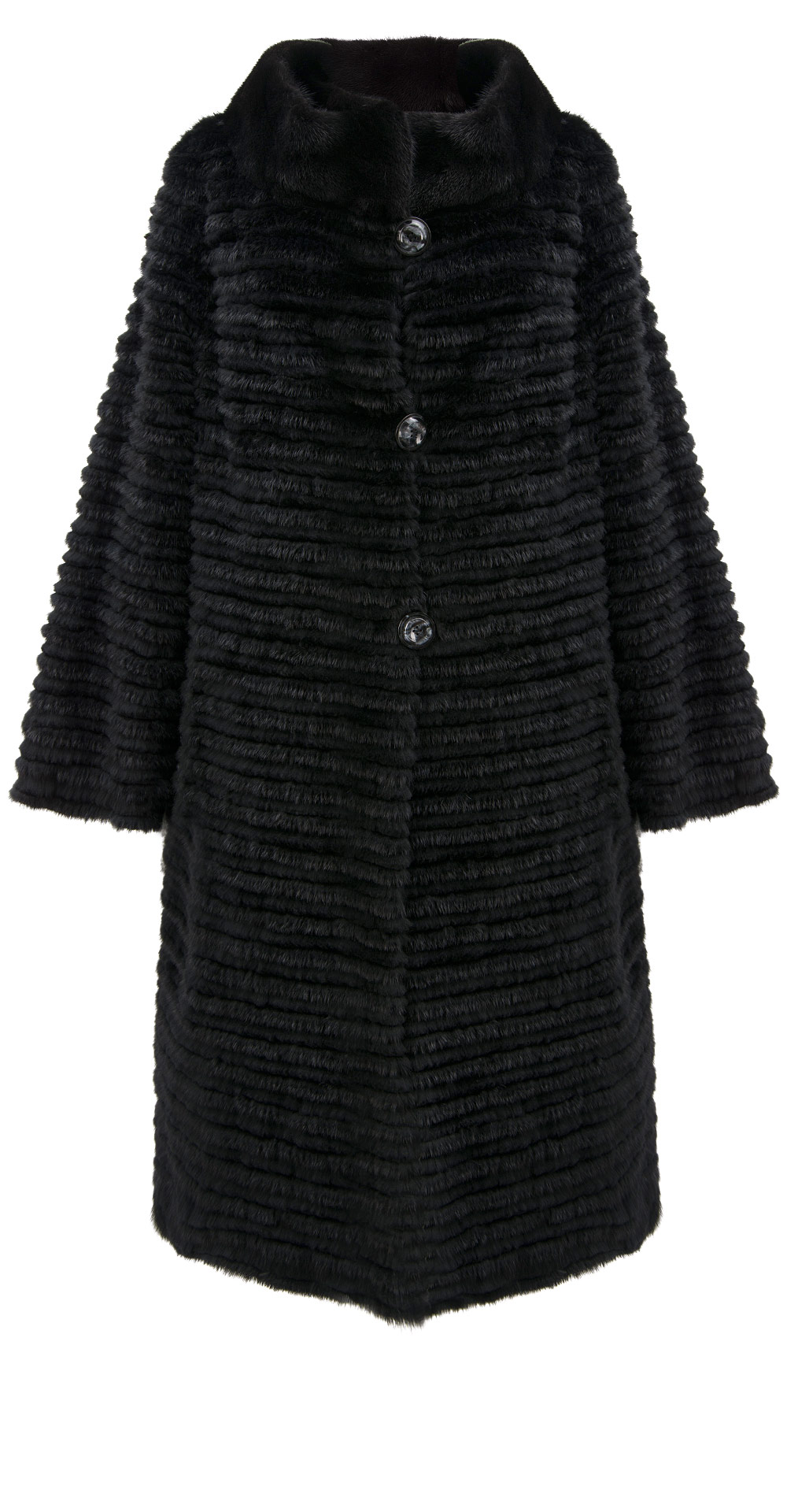 Пальто из меха норки, цвет: Чёрный, отделка Кролик, текстиль - купить за 59400 в магазине - Гипермаркет меха