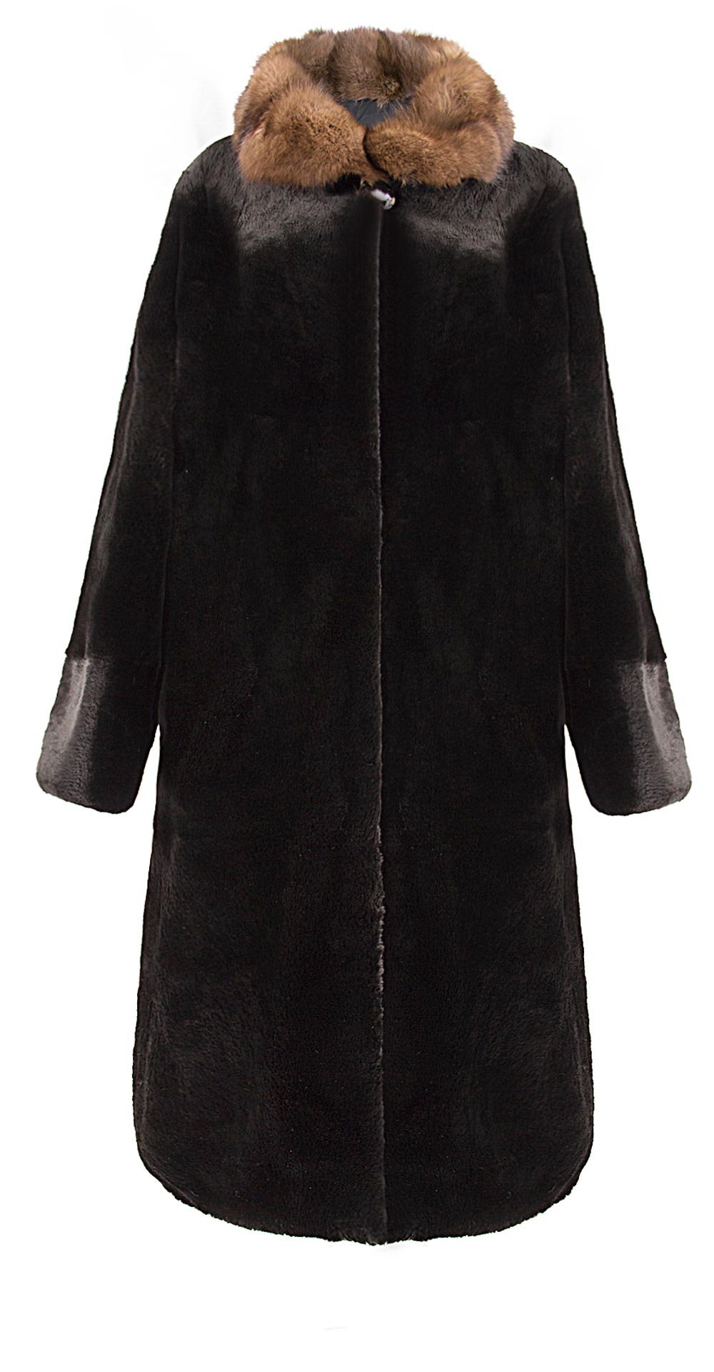 Пальто из меха бобра, цвет: Чёрный, отделка Соболь - купить за 172000 в магазине - Гипермаркет меха