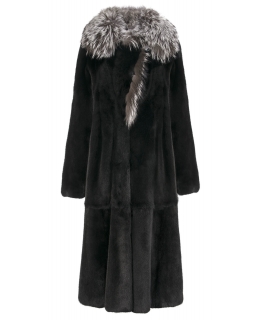 Пальто из меха норки, цвет: Чёрный, отделка Чернобурая лиса - купить за 299600 в магазине - Гипермаркет меха