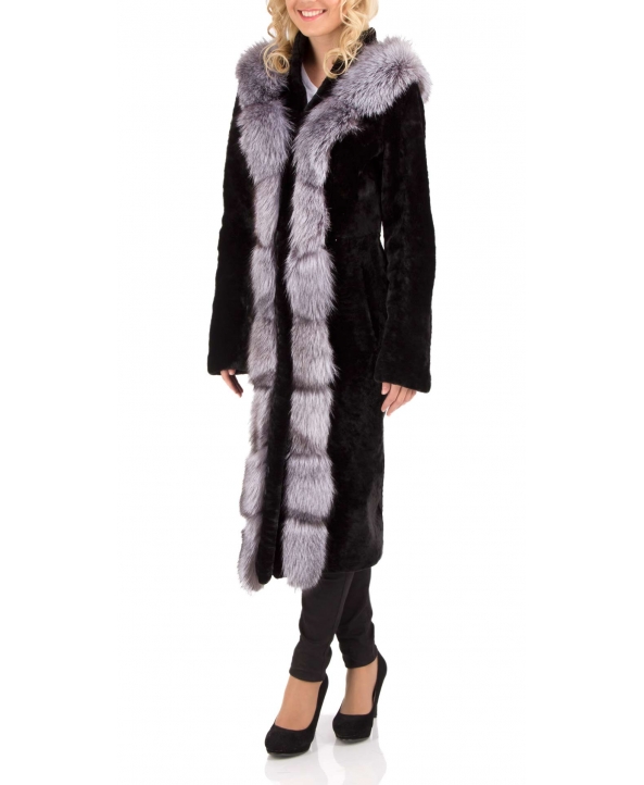 Пальто из мутона, цвет: Чёрный астраган, отделка Блюфрост - купить за 50600 в магазине - Гипермаркет меха