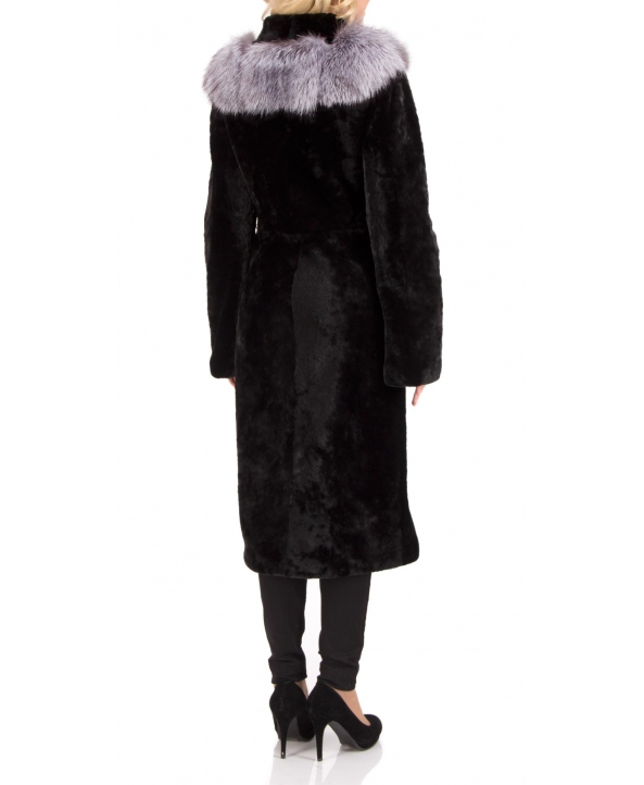 Пальто из мутона, цвет: Чёрный астраган, отделка Блюфрост - купить за 50600 в магазине - Гипермаркет меха