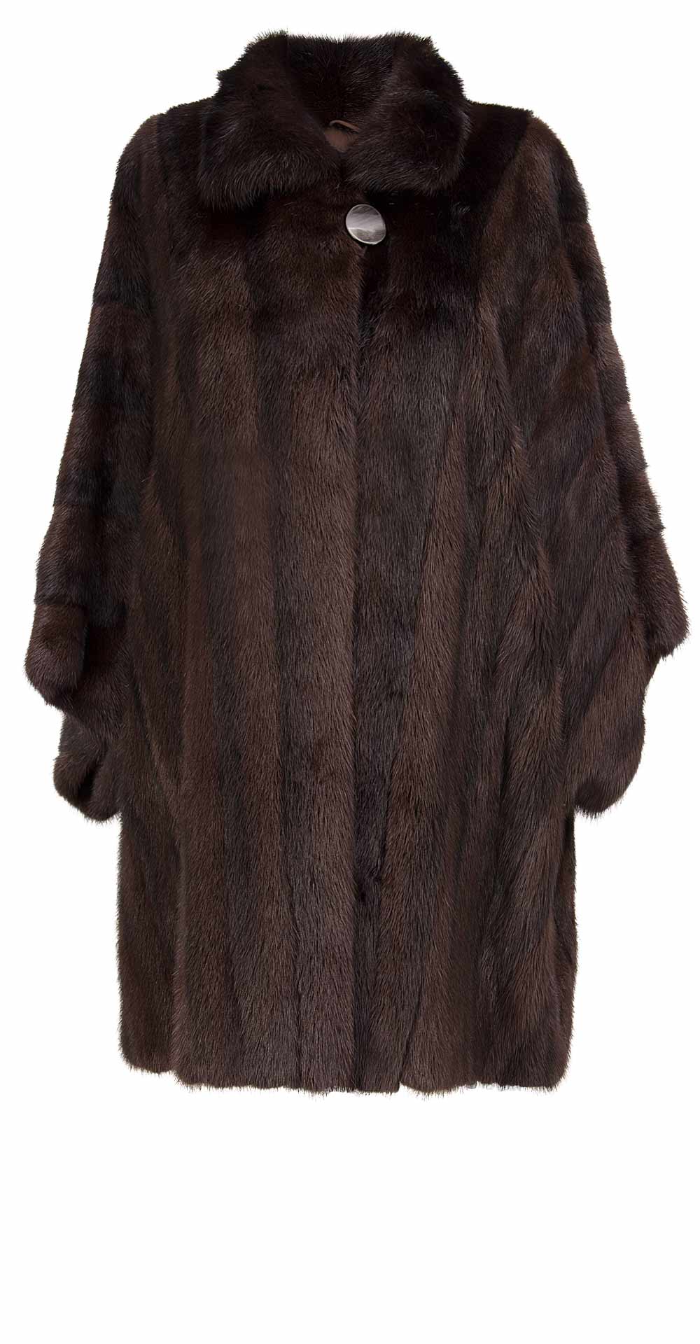 Полупальто из меха норки, цвет: Тёмно-коричневый, отделка Кожа - купить за 196700 в магазине - Гипермаркет меха