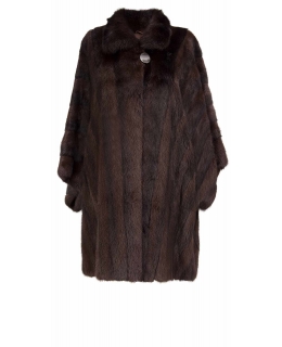 Полупальто из меха норки, цвет: Тёмно-коричневый, отделка Кожа - купить за 196700 в магазине - Гипермаркет меха