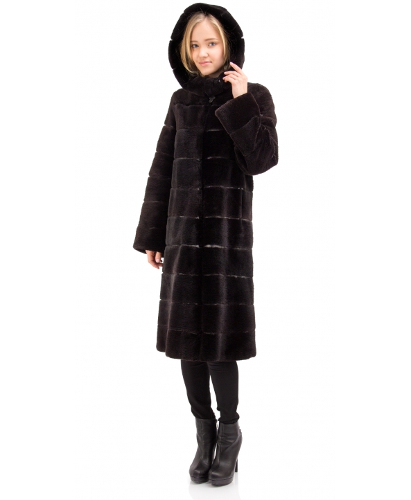 Пальто из меха бобра, цвет: Чёрный - купить за 119200 в магазине - Гипермаркет меха
