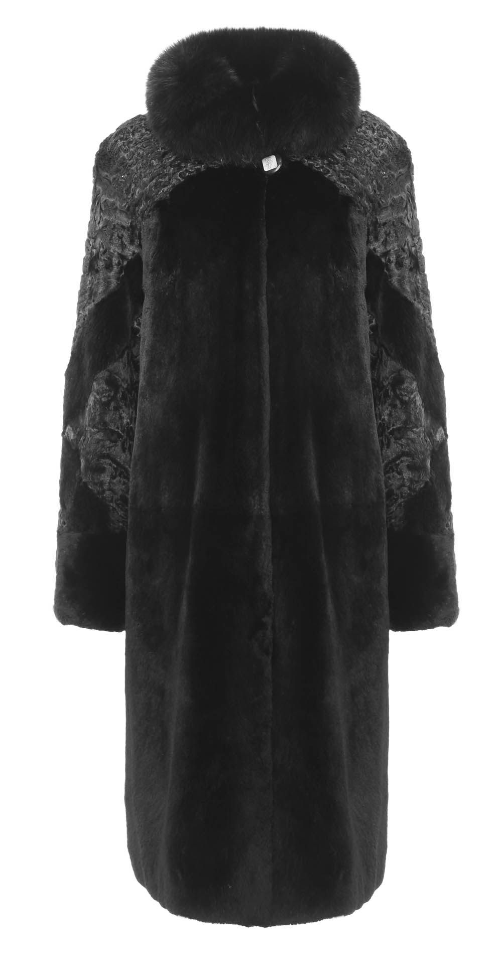 Пальто из меха бобра, цвет: Чёрный, отделка Лиса, каракуль - купить за 169000 в магазине - Гипермаркет меха