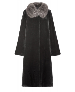 Пальто из меха бобра, цвет: Чёрный, отделка Енот - купить за 114800 в магазине - Гипермаркет меха