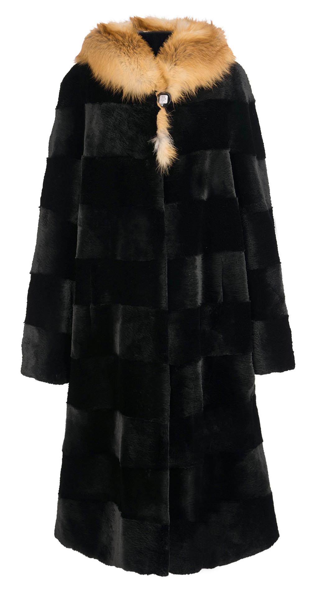 Пальто из меха бобра, цвет: Чёрный, отделка Лиса - купить за 203300 в магазине - Гипермаркет меха