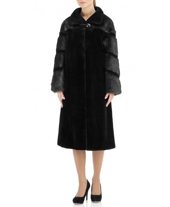 Пальто из меха бобра, цвет: Чёрный - купить за 101600 в магазине - Гипермаркет меха